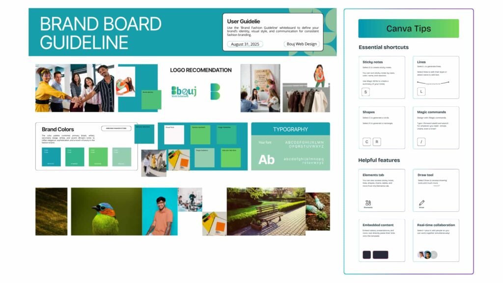 bouj web solutions modern brand board guideline whiteboard