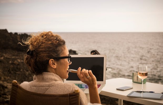 White female founder figuring brand development