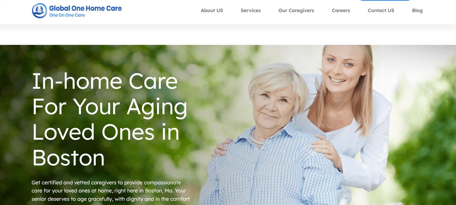 global one home care boston landing page by bouj web design agency boston