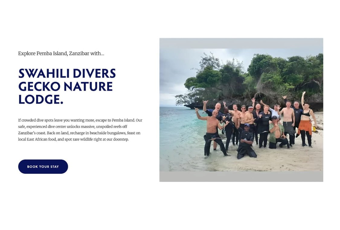 swahilidivers website tablet view